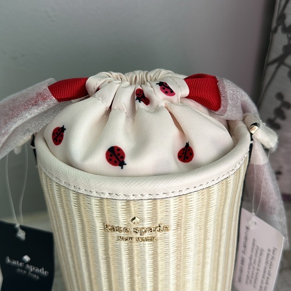 Nwt Kate spade other Dottie embroidered straw Dottie ladybug cylinder bag - Picture 5 of 13